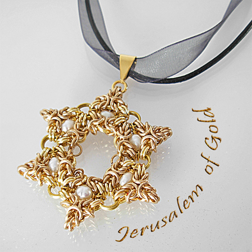 golden magen david chainmaille necklace